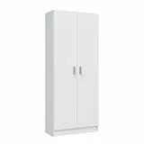 Habitdesign Armario Multiusos, Escobero 2 Puertas 3 Estantes, 180x73x37 (AltoxAnchoxFondo - en cm), Color Blanco Mate