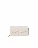 Love Moschino Cartera negra con logotipo de letras en tachuelas doradas en la parte delantera. Cartera interior con dos compartimentos para billetes, varios compartimentos para tarjetas y uno para,
