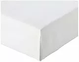 Amazon Basics Sabana Bajera Ajustable, 160 x 200 x 30 cm, 100% algodón satén 400 Hilos, Blanco