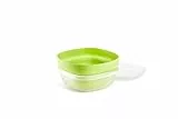 Lékué Colador 3 en 1 (Lavar, colar, almacenar) con tapa, silicona platino verde