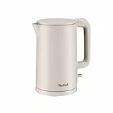 Hervidor eléctrico Tefal Thermo Protect, Safe to Touch, 1500W, Gris claro e interior inox, KO140BE0