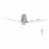 Cecotec Ventilador de Techo con Luz LED Energysilence Aero 5600 Classic White. 40W, Motor DC, Diámetro 132cm, 3 Aspas, LED 18W, Temporizador, 6 Velocidades, Mando a Distancia, Función Verano/Invierno