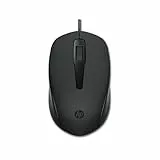 HP Ratón 150 - Ratón con Cable, conexión USB-A, Sensor óptico de hasta 1600 PPP, 3 Botones y Rueda de Desplazamiento de Doble función, Agarre ergonómico y Funcional, Color Negro