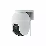 EZVIZ Cámara Vigilancia WiFi Exterior 360°,2K+ Cámara IP de Seguridad,Visión Nocturna a Color,Detección IA de Personas/Vehículos,Seguimiento Zoom Auto,Audio Bidireccional,Sirena, Alexa/Google,C8c 4MP