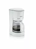 SEVERIN cafetera de filtro con jarra de cristal, cafetera con filtro permanente, para hasta 10 tazas (1,25L), con placa calefactora y desconexión automática, 900 W, blanco, KA 4323