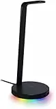 Razer Base Station V2 Chroma - Soporte para auriculares con concentrador USB (Iluminación Chroma RGB, 2 puertos USB 3.1, Base antideslizante, Diseñado para audífonos para juegos) Negro