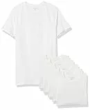Amazon Essentials Camisetas Interiores de Algodón con Cuello Redondo, Básicas, Versátiles y Suaves Hombre, Pack de 6, Blanco, L