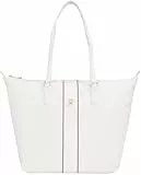 Tommy Hilfiger Bolso Tote Mujer Poppy con logotipo, Marfil (Ecru Corp), Talla Única
