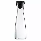 WMF Basic - Botella de Agua de Cristal 1,5 Litro, Sistema de Cierre Close Up, Tapa de Silicona, Apta para Almacenaje en Puerta de Nevera, Sin Accesorios, Negro