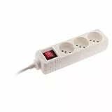Zenitech - Bloque 3 Tomas 16A 2P+T con Interruptor - Regleta Compacta para Dispositivos Eléctricos y Lámparas - Cable HO5VV-F 3G1mm² - Certificado NF - Blanco - 1m