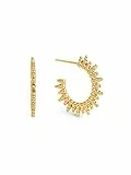 SINGULARU - Pendientes Pebbles Sun. Latón con Acabado Baño de Oro de 18 Kt. Cierre Tuerca a Presión. Joyas para Mujer