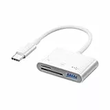 Lector 3 en 1 USB C, Adaptador USB C para SD, Card Reader Micro SD Tipo C a USB-A, Lector de Tarjetas Memoria Compatible con iPhone 15, iPad, MacBook, Huawei, Xiaomi, Samsung, Plug and Play, 480 Mbps
