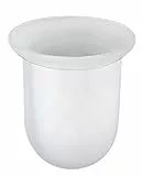 WENKO Porta cepillo WC vidrio - Portaescobillas de reserva para cepillos de inodoro de hasta 7,5 cm de diámetro, Vidrio, Blanco