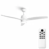 Parrot Uncle Ventilador de Techo con Mando a Distancia, 24 W, 6 Velocidades, Ultra silencioso, 3 Aspas 132 de Diámetro, Función Verano-Invierno, Temporizador, LED, Blanco
