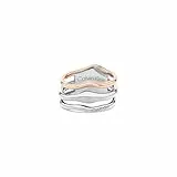 Calvin Klein Anillo para Mujer Colección CK WAVY en Acero Inoxidable Bicolor - 35000651D, 56mm, Two-Tone