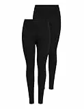 ONLY Onllive Love New Leggings 2-PK Noos, Negro (Black Pack: Black and Black), L Mujer