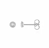 Thomas Sabo Pendientes individuales para mujer, diseño de flor, piedra blanca, plata de ley 925, 0,40 cm, Plata de ley