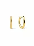 SINGULARU - Pendientes Samba. Acero con Acabado en Baño Oro de 18Kt. Estilo Minimalistas de Aro con Cierre Congo/Click. Joyas para Mujer