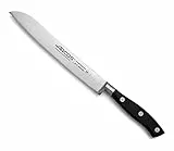 Arcos Cuchillo para pan con Hoja Acero Inoxidable Nitrum 200 mm. Obtenga una gran variedad cortes para tu comida. Cuchillo ideal para uso doméstico diario. Serie Riviera. Color negro.