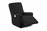 Textilhome Funda Sillón Relax Reclinable Elástica TEIDE, 1 Plaza de 70 a 100 cm, Protector Universal Ajustable con Espuma Antideslizante, Color Negro, Lavable y Resistente.