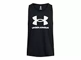 Under Armour UA Sportstyle Logo Tank Camiseta de hombre ligera y de secado rápido, camiseta sin mangas para correr o hacer deporte, color negro/blanco