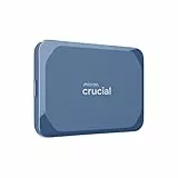 Crucial X10 4TB SSD Externo Portátil, hasta 2100MB/s, USB-C 3.2 Gen2, Clasificación IP65 de resistencia al agua y al polvo, Disco Duro Sólido Externo, Azul Mate - CT4000X10SSD9-02
