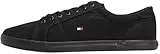 Tommy Hilfiger Zapatillas para Hombre Sneaker con Suela Vulcanizada, Negro (Black/Black), 43