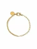 SINGULARU - Pulsera Chic Pebbles. Acero con Acabado en Baño Oro de 18Kt. Eslabones Rectangulares y Bolitas de Acero. Largo de 18 cm. Joyas para Mujer