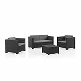 SP Berner - Set de Muebles de Jardín y Terraza Diva Confort Color Grafito - Sofá 2 Plazas, 2 Sillones y Mesa de Centro con Almacenaje - Fabricado en España con Plástico Reciclado