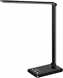 SLATOR Lámpara Escritorio LED, Flexo de Escritorio, La luz natural protege los ojos, Lampara led Escritorio regulable con puerto de carga USB, 5 Modos, 10 Niveles de Brillo,Temporizador de 30/60min