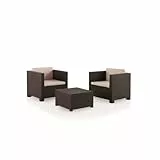 SP Berner - Set de Muebles de Jardín y Terraza Diva Tete a Tete Color Wengue - 2 Sillones y Mesa de Centro con Almacenaje - Fabricado en España con Plástico Reciclado