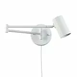 BARCELONA LED - Aplique de Pared con brazo articulado y enchufe Lisa- Lámpara de Lectura Blanca, casquillo E27 G45. Diseño Minimalista ideal para Cabecero, Estudio o Salón