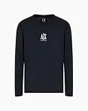 Armani Exchange Icon Project, Embroidered Logo, Long Sleeve Camiseta, Azul Marino Profundo, XL para Hombre