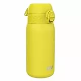 ion8 Botella Agua Inox Ligero para Niños, 400ml, Sin Aislamiento, a Prueba de Fugas, Fácil de Abrir, Cerradura Segura, Aptas para Lavavajillas, Fácil de Limpiar, Resistente a Rayones, Amarillo