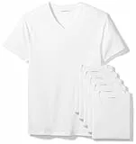 Amazon Essentials Camiseta Interior con Cuello en V, Transpirable, Algodón Hombre, Pack de 6, Blanco, M