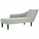 vidaXL Chaise Longue con reposabrazos Derecho Terciopelo Gris Claro, sillón, diván, Silla de salón, sofá Silla, Tumbona, sofá de salón, diván de salón