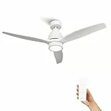 Mellerware - Ventilador de Techo con Mando a Distancia Brizy Bright | 30 W | 6 Velocidades | Ultra silencioso | 3 Aspas 132 de Diámetro | Función Verano-Invierno | Temporizador | LED | White
