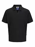 JACK & JONES Joracapulco Texture Polo SS, Negro, M Hombres