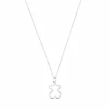 TOUS Collar de Plata de Primera Ley para Mujer con Colgante de Oso de 12 mm, 45 cm de Largo, Delicado y Elegante, Colección Galaxy