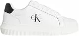 Calvin Klein Sneaker con Suela Cupsole Hombre Chunky Mono de Piel, Blanco (Bright White/Black), 42