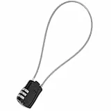 Candado con 40 cm Cable, Candado de cable antirrobo, cerradura de combinación digital, Candados de Seguridad de Cable Acero Flexible, apto para bicicleta, armario, casco (negro)