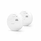 Garza - Pack de 2 Detectores de Humo Estándar con Sensor Fotoeléctrico, Alarma 85dB, Indicador LED, Botón Test, Funcionamiento sin Cable, Batería 9V Incluida, Ideal para Cocinas y Garajes