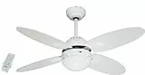 Bastilipo - Ventilador techo con mando a distancia E27, 60 W, Blanco, 105 cm, Bermeo blanco