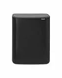 Brabantia Cubo de basura, Negro mate, 2 x 30 l