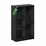 Furinno Luder Estantería Abierta Librería de 5 Niveles Sin Herramientas, Madera Negra