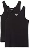 Amazon Essentials Camiseta de Tirantes de Ajuste Entallado Mujer, Pack de 2, Negro, M