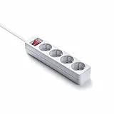 Famatel 9/704 Regleta ecosockets 4 Enchufes con Interruptor de Encendido | 1,5 Metros | hasta 250W | Protección Infantil | Orientación Tomas a 45o | Evita consumos Fantasma | Blanco