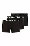 Antonio Rossi boxers ajustados para hombre Calzoncillos tipo bóxer con cintura elástica Bóxers suaves y transpirables para hombre para uso diario, Negro con Escritura Blanca (3 Paquete), XL
