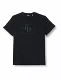 GANT Reg Tonal Shield SS T-Shirt Camiseta, Black, M para Hombre