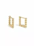 SINGULARU - Pendientes Mila Dots. Acero con Acabado en Baño Oro de 18Kt. Aro Cuadrados con Cierre Congo/Click. Joyas para Mujer
